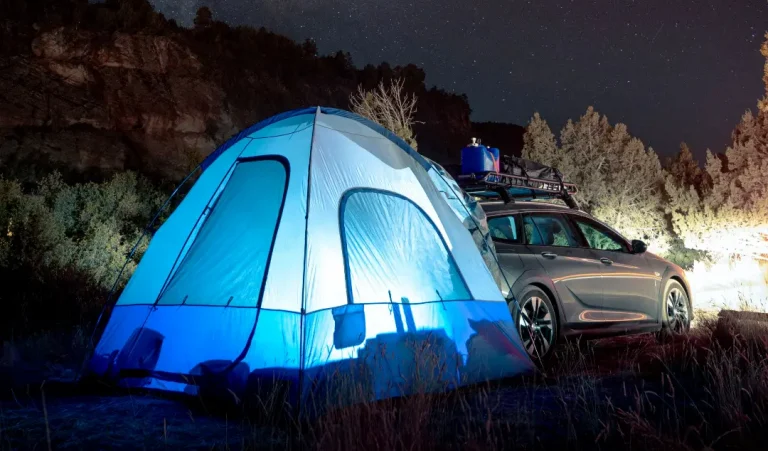 car camping with trunk tent
