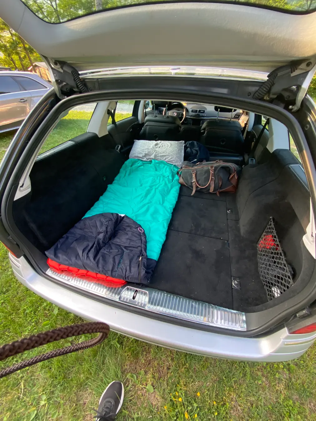 station wagon camping setup