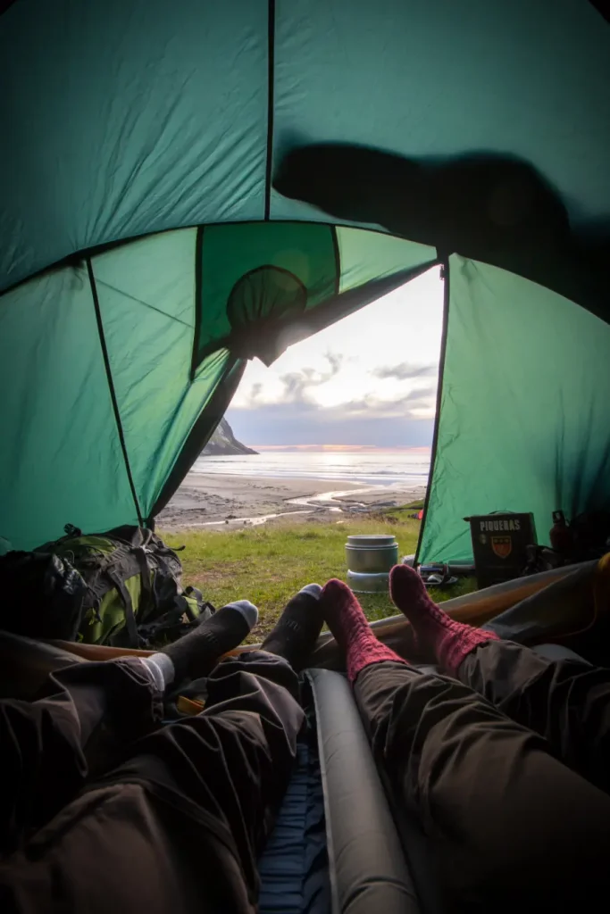 waking up in a wild camp setting